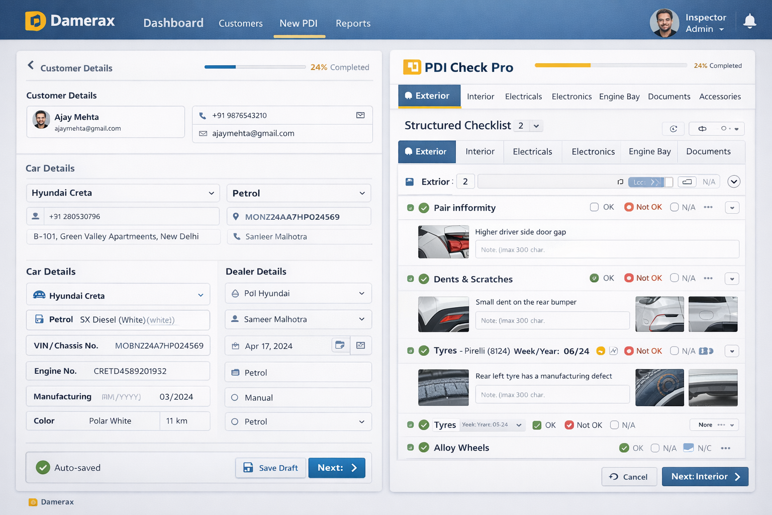 PDI Check Pro Form Interface